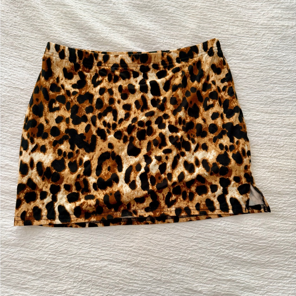 Leopard Print Mini Skirt With Shorts Underneath